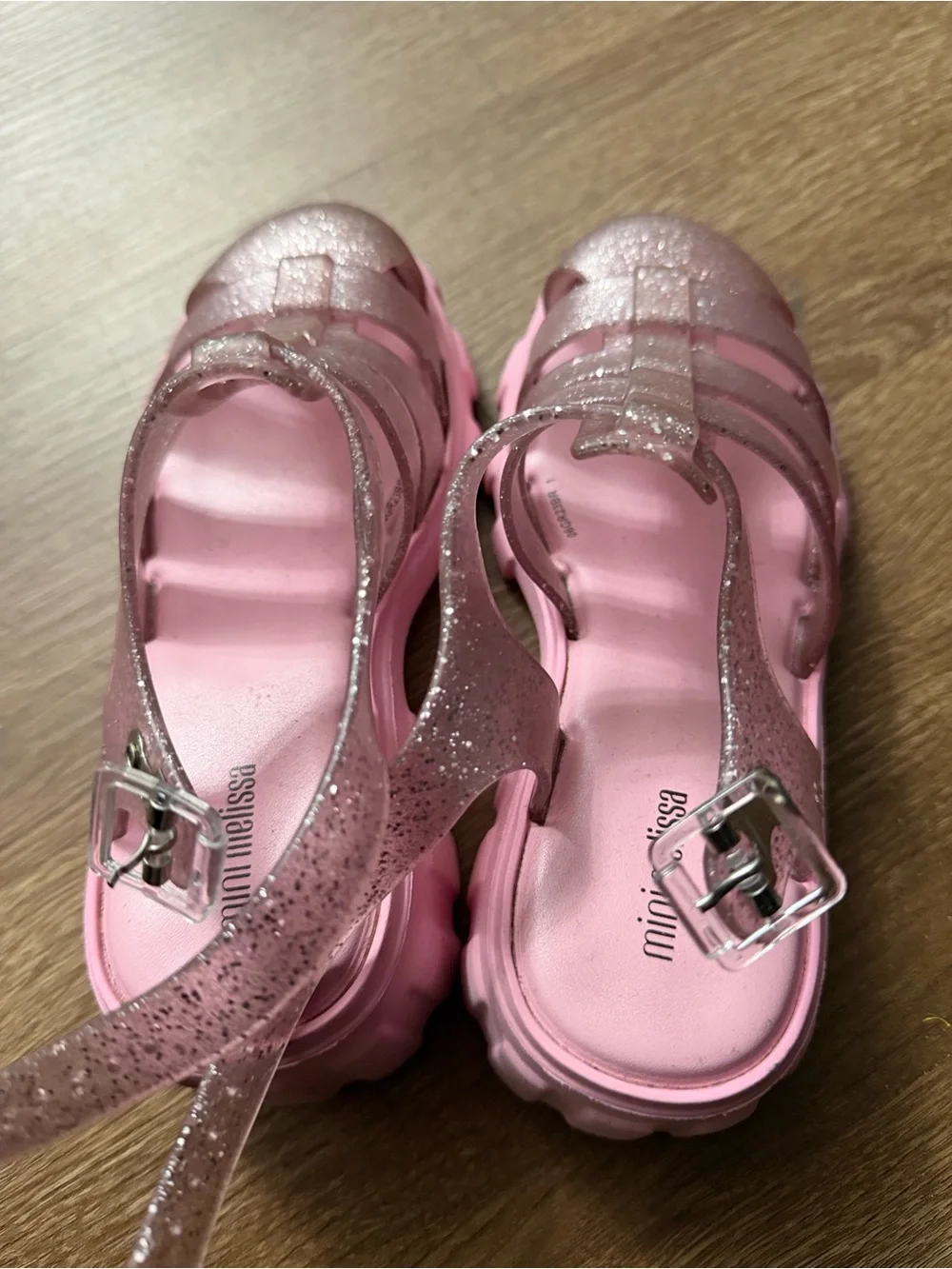 Mini Melissa Glitter Pink Platform Jelly Sandals 2